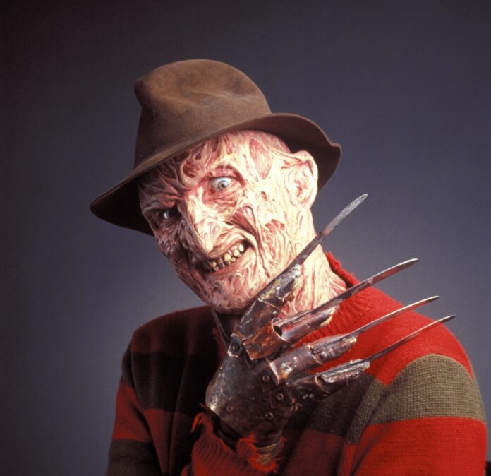 Freddy Krueger with his iconic bladed glove from A Nightmare on Elm Street.