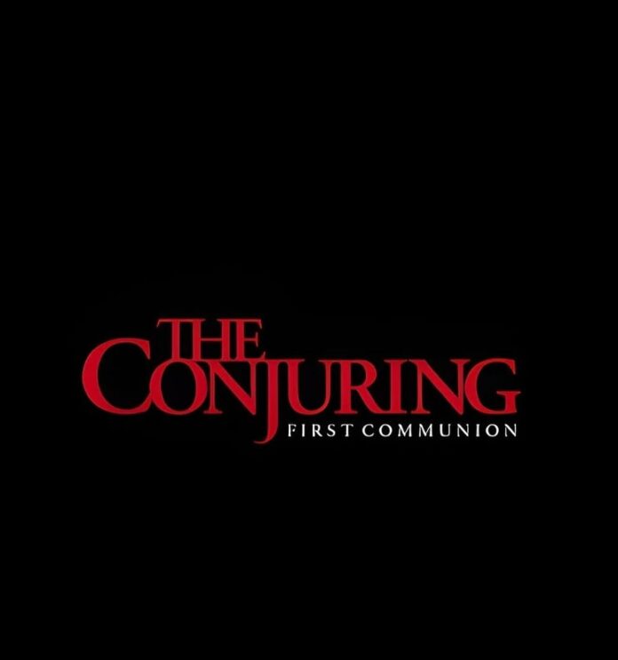 The Conjuring: First Communion title logo on a black background