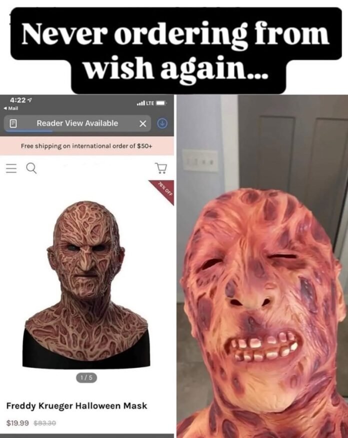 “What I ordered vs what I got” Wish Halloween mask fail meme