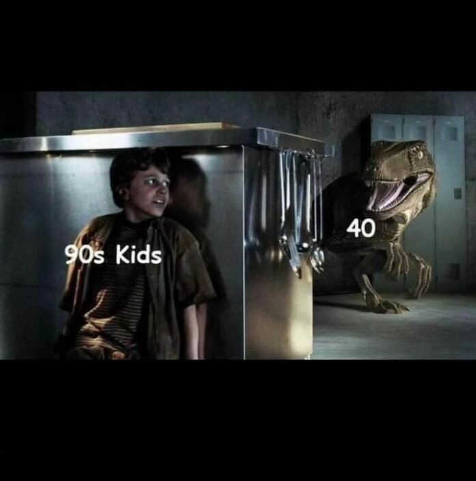 90s kids vs 40 meme with Jurassic Park scene