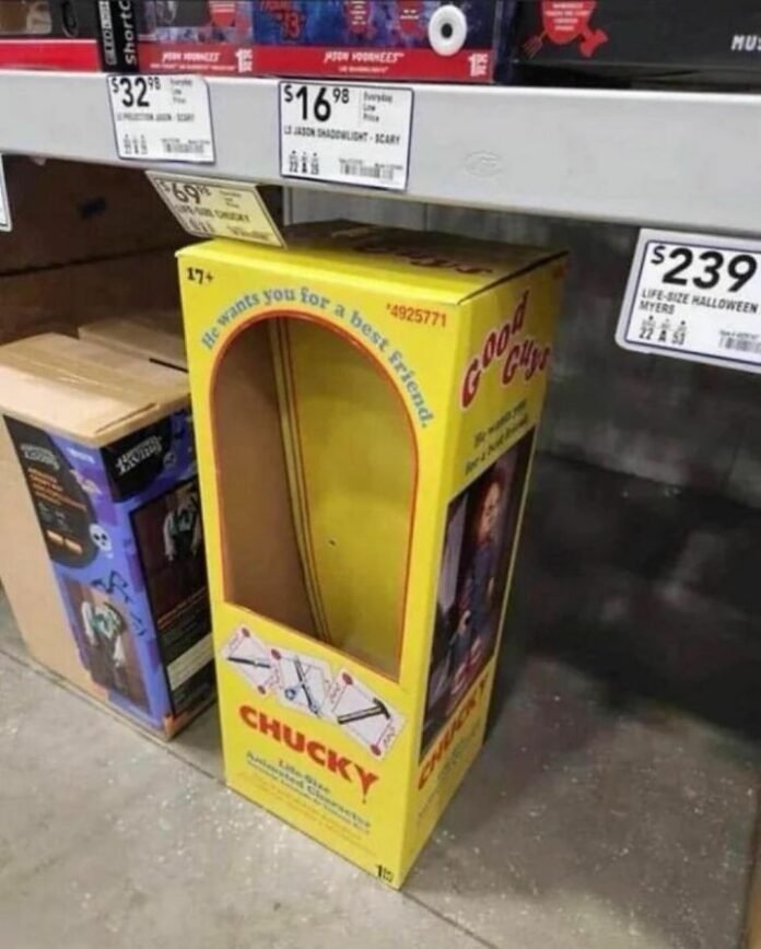 Empty Chucky box meme in store
