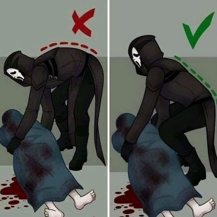 Ghostface meme about proper lifting form