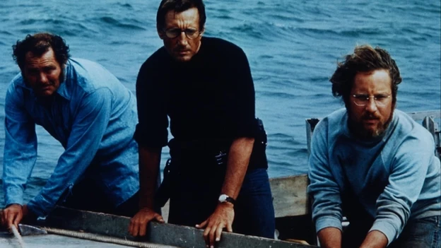Jaws (1975) — the crew of the Orca watching the water.